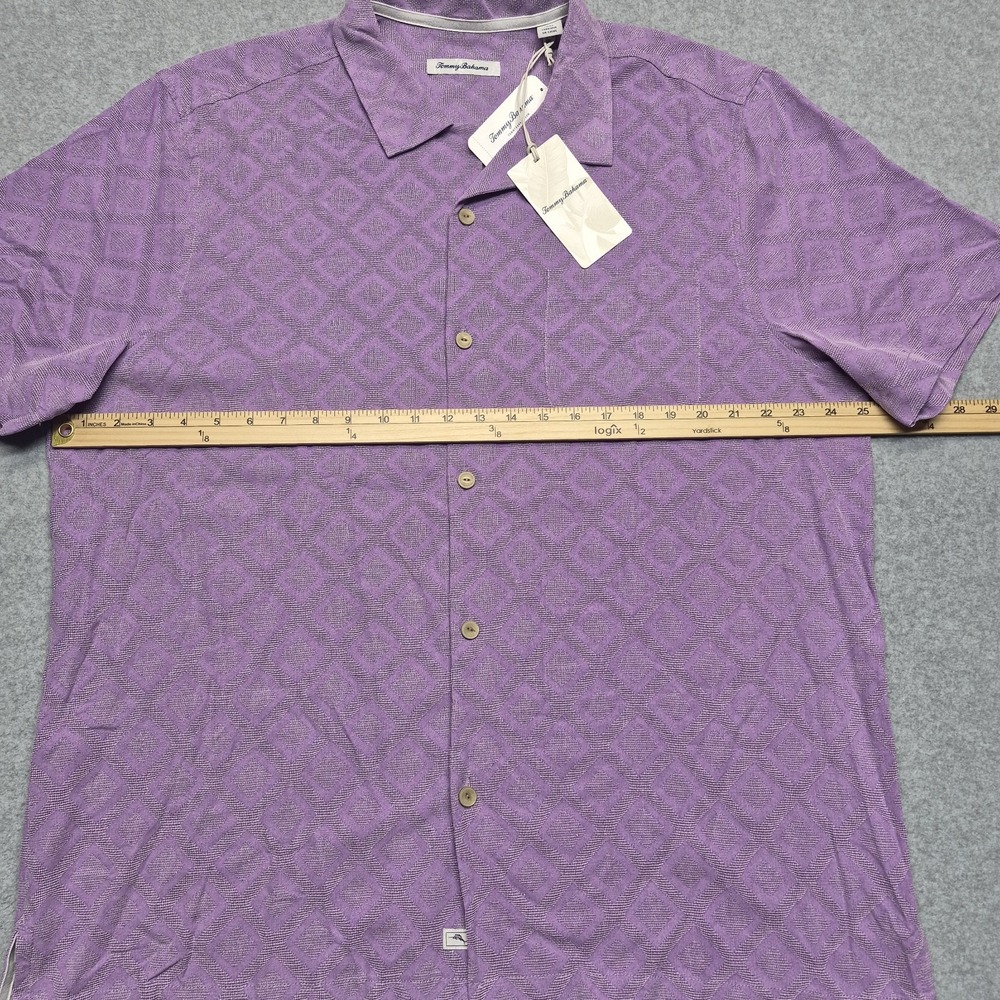 Tommy Bahama Shirt Mens 2XL Purple Solid Diamond Isle Jacquard Button Down NWT - Picture 7 of 15